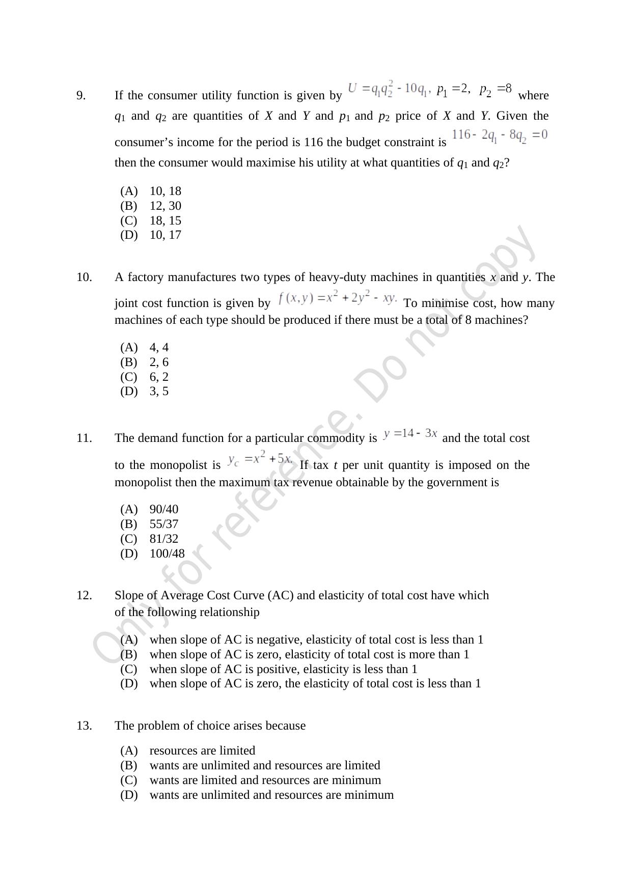 CUSAT CAT 2021 Econometrics And Financial Technology Question Paper - Page 3