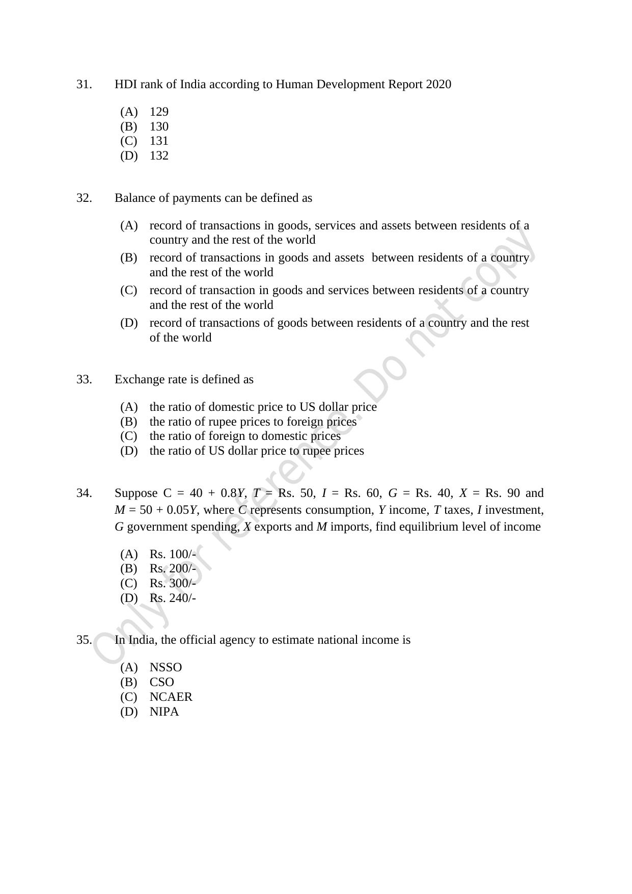 CUSAT CAT 2021 Econometrics And Financial Technology Question Paper - Page 7
