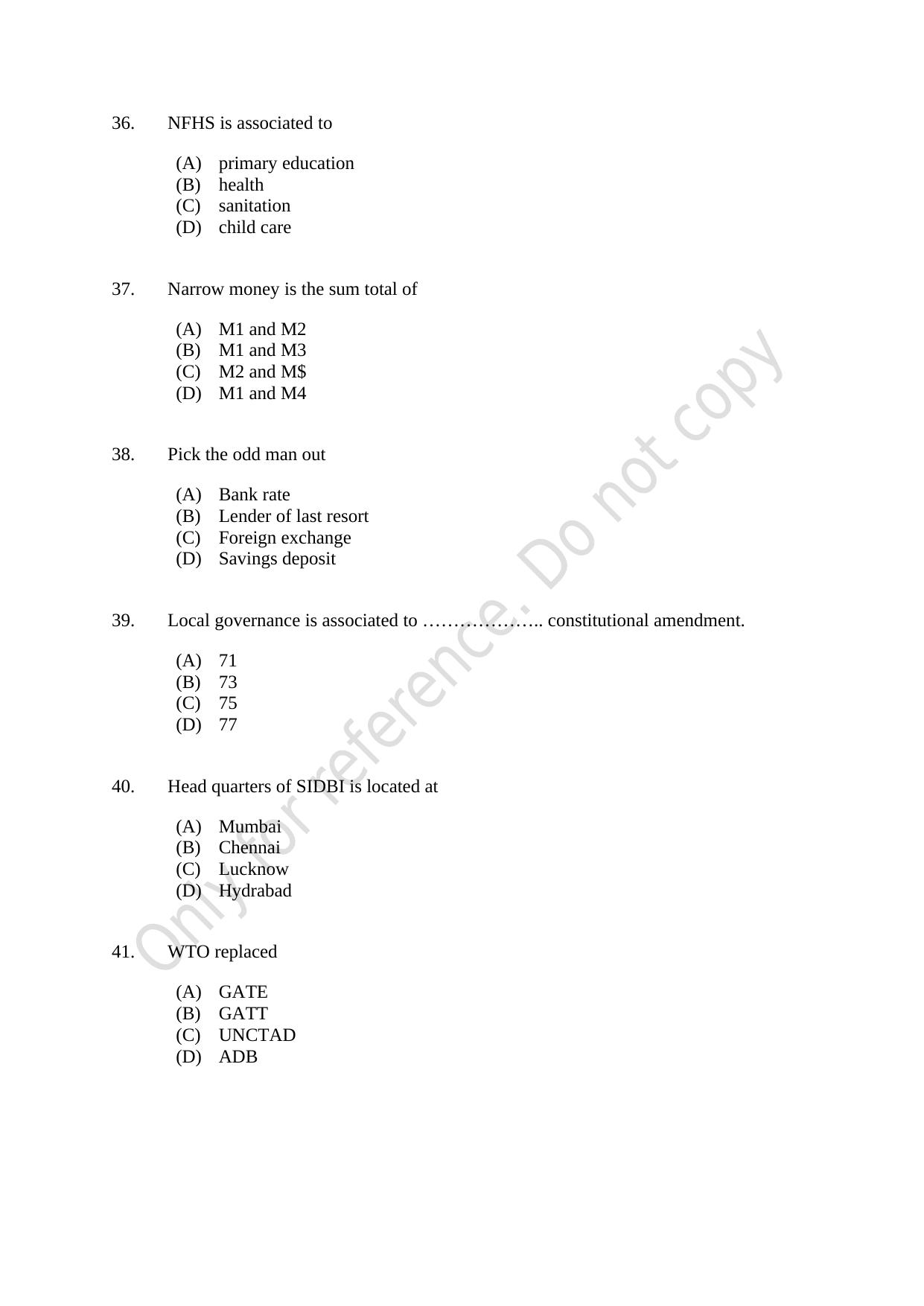 CUSAT CAT 2021 Econometrics And Financial Technology Question Paper - Page 8