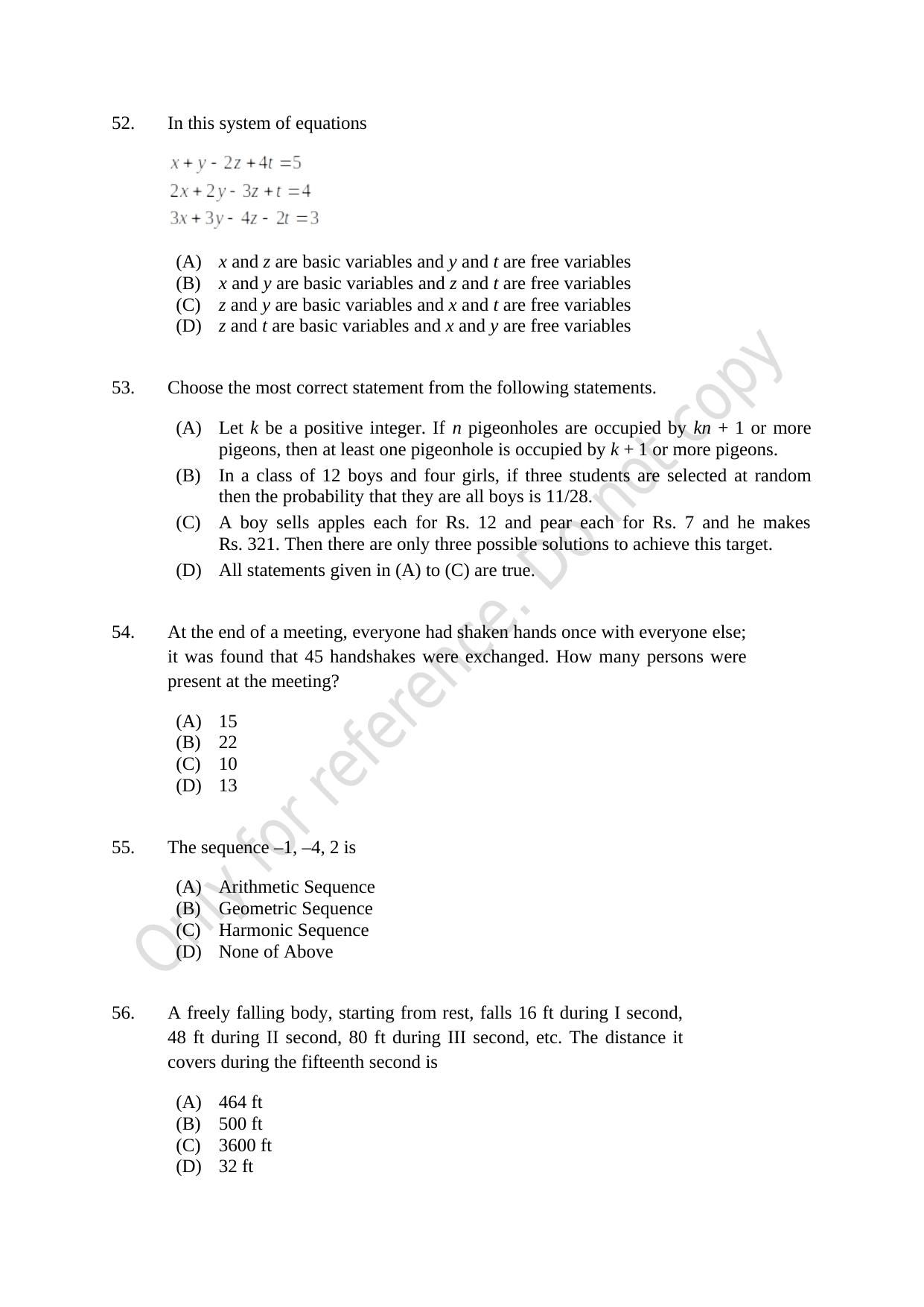 CUSAT CAT 2021 Econometrics And Financial Technology Question Paper - Page 11