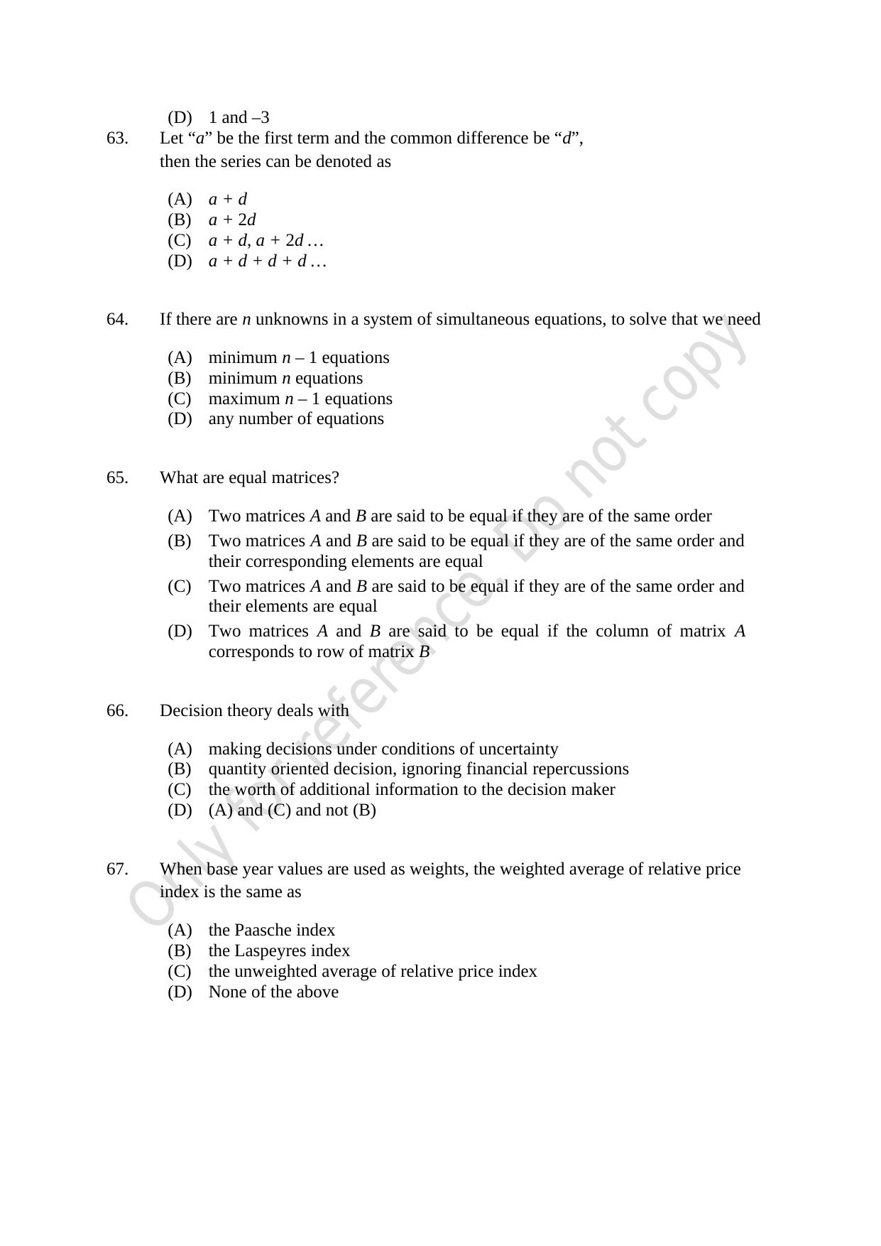 CUSAT CAT 2021 Econometrics And Financial Technology Question Paper - Page 13
