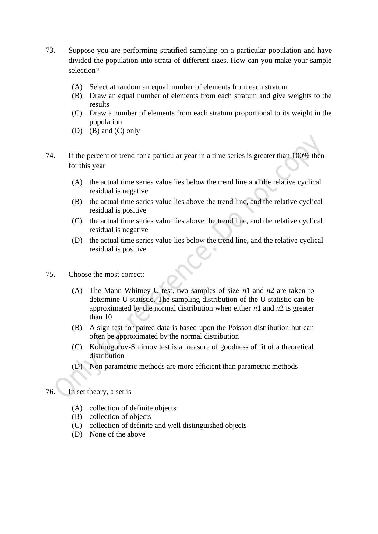 CUSAT CAT 2021 Econometrics And Financial Technology Question Paper - Page 15