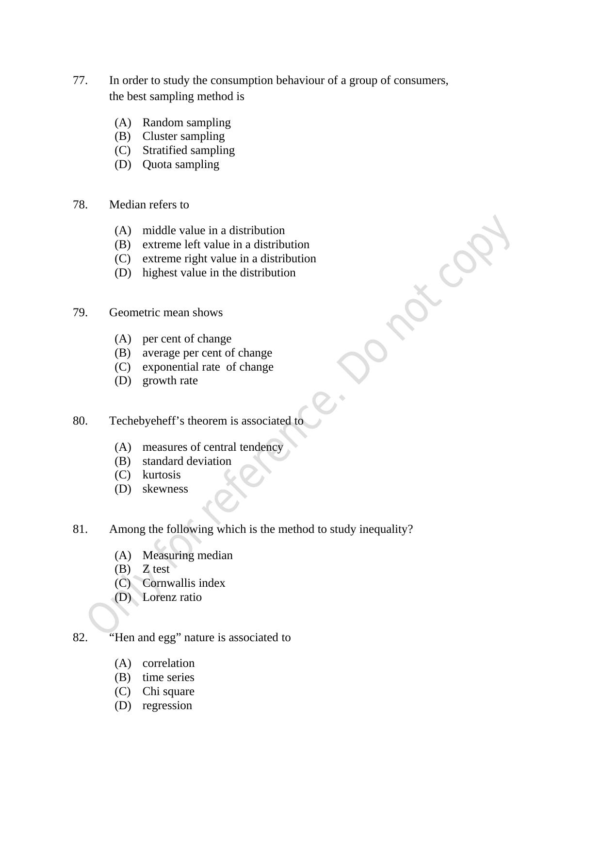 CUSAT CAT 2021 Econometrics And Financial Technology Question Paper - Page 16
