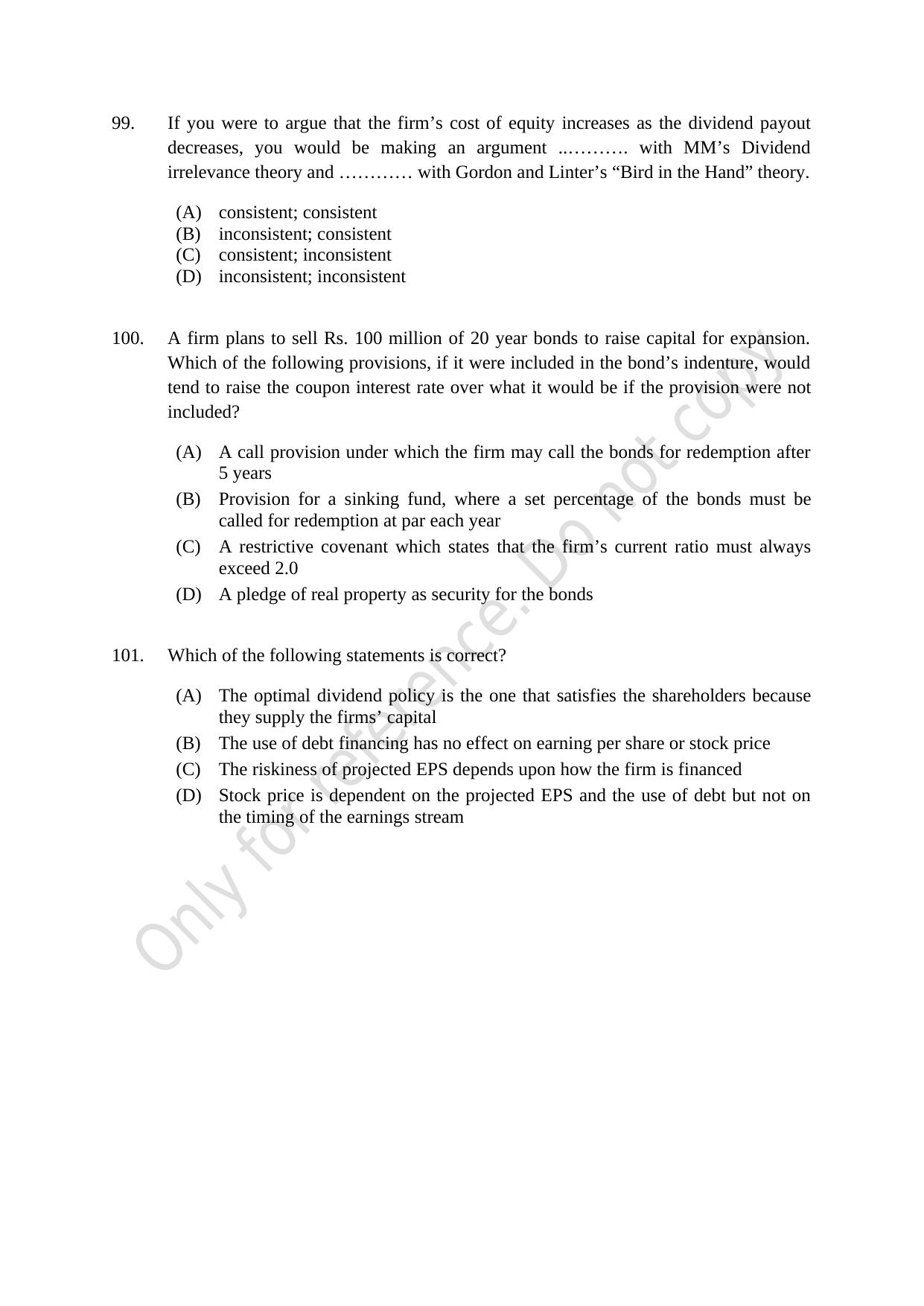 CUSAT CAT 2021 Econometrics And Financial Technology Question Paper - Page 20