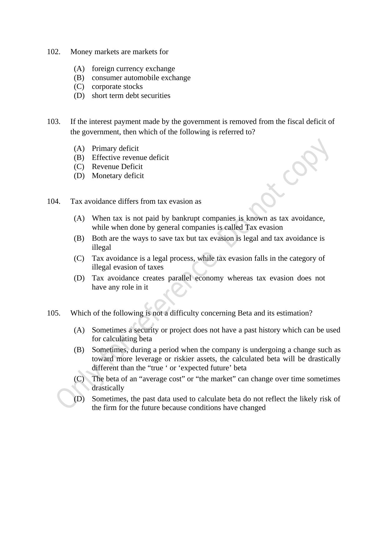 CUSAT CAT 2021 Econometrics And Financial Technology Question Paper - Page 21