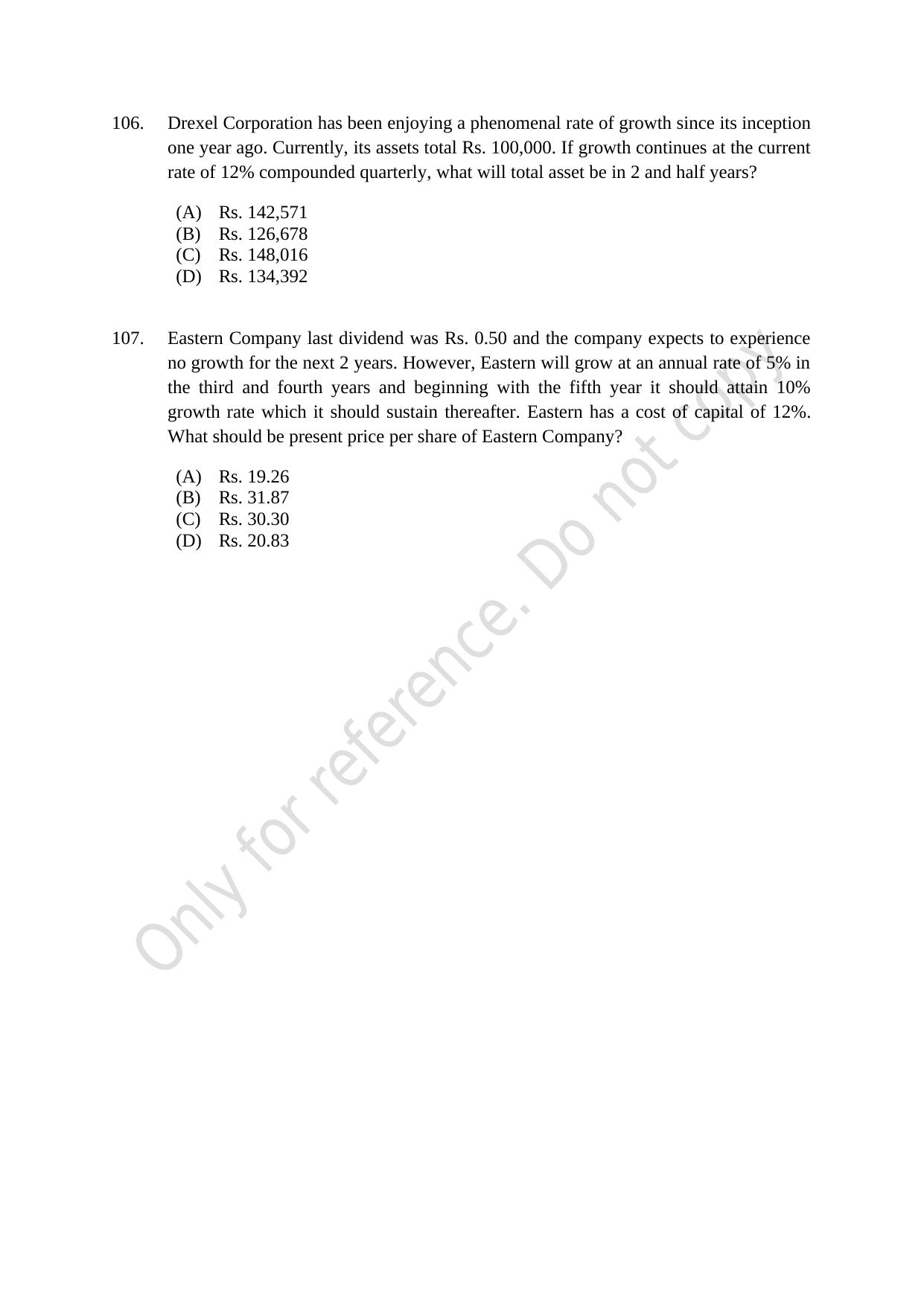 CUSAT CAT 2021 Econometrics And Financial Technology Question Paper - Page 22