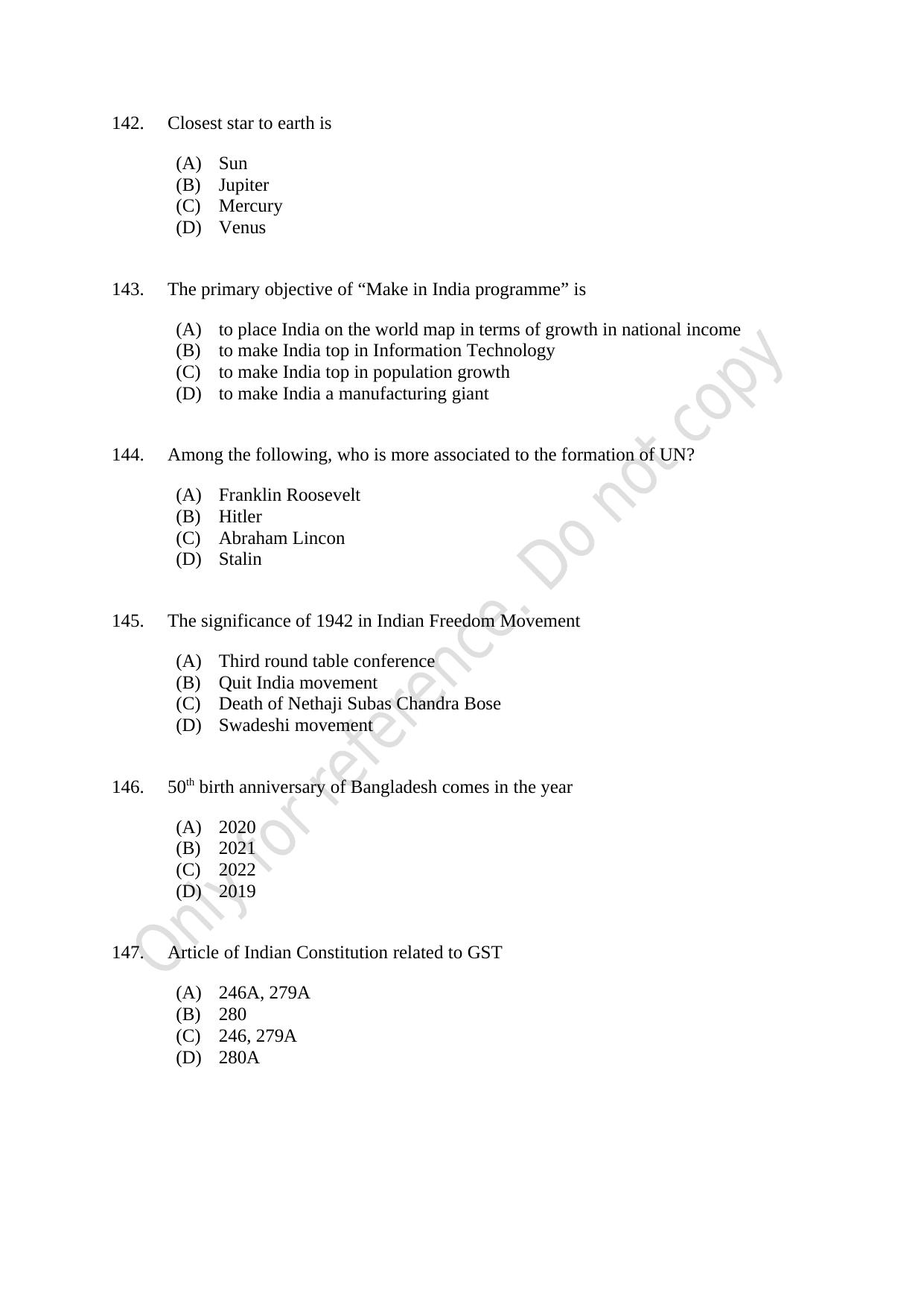 CUSAT CAT 2021 Econometrics And Financial Technology Question Paper - Page 29