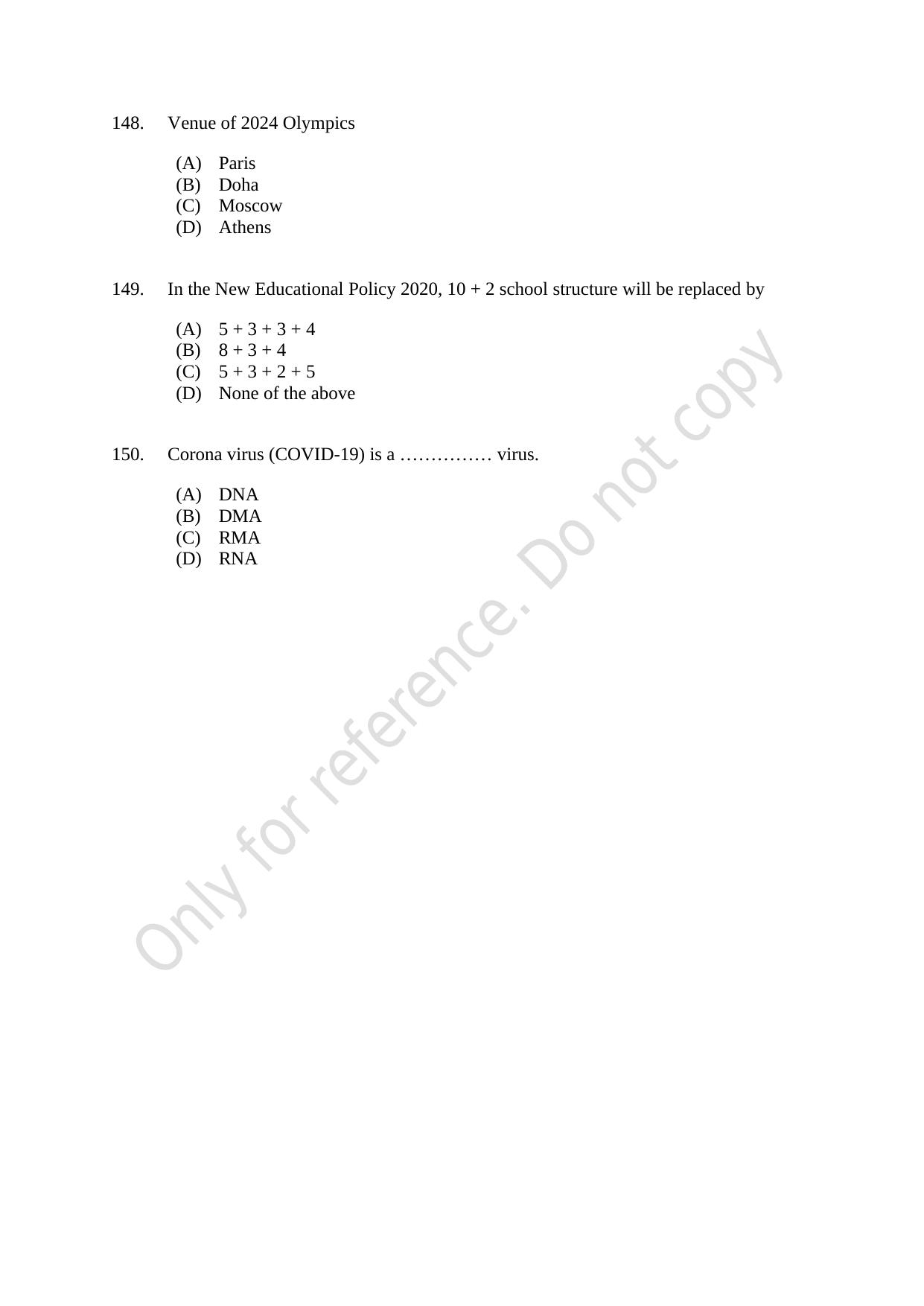 CUSAT CAT 2021 Econometrics And Financial Technology Question Paper - Page 30
