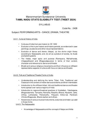 TNSET Syllabus - Performing Art
