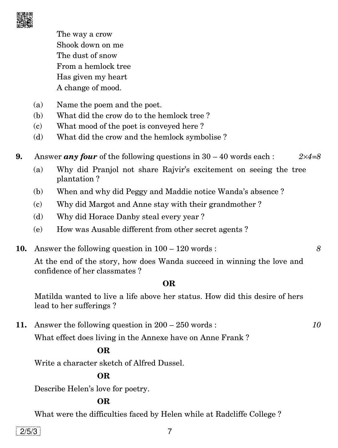 CBSE Class 10 2-5-3  ENGLISH LANGUAGE AND LETERATURE 2019 Question Paper - Page 7