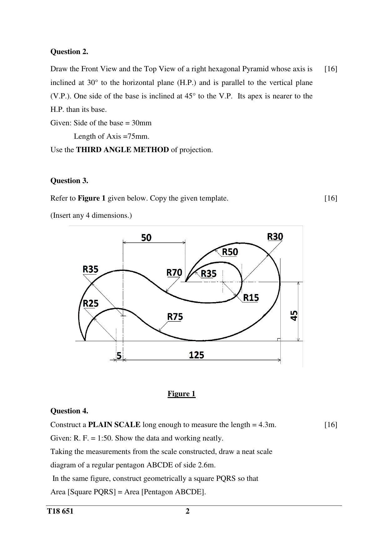 ICSE Class 10 Technical Drawing Applications 2018 Question Paper - Page 2