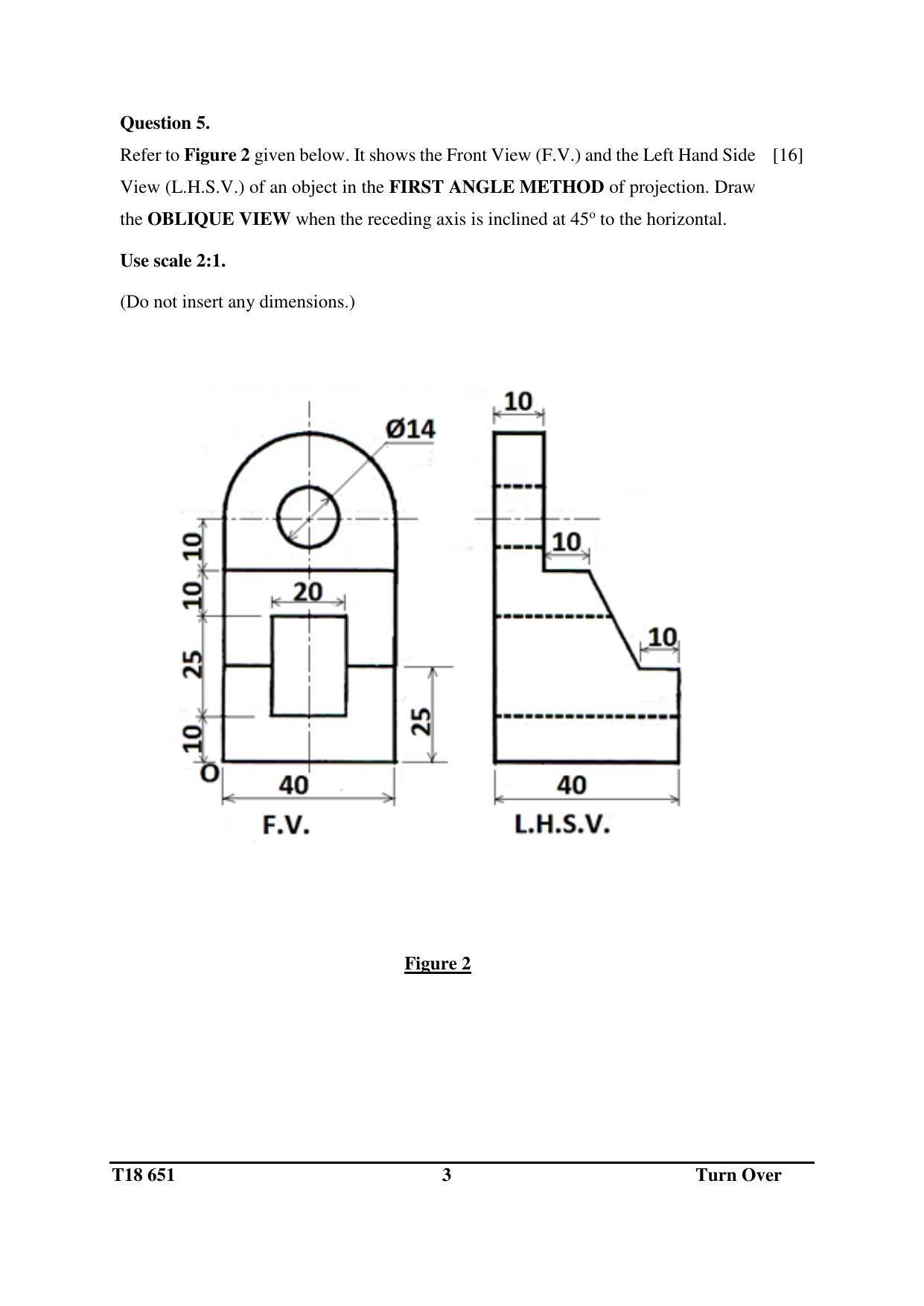 ICSE Class 10 Technical Drawing Applications 2018 Question Paper - Page 3