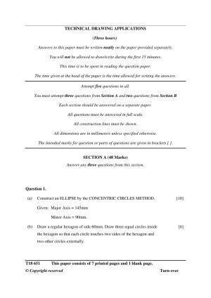 ICSE Class 10 Technical Drawing Applications 2018 Question Paper