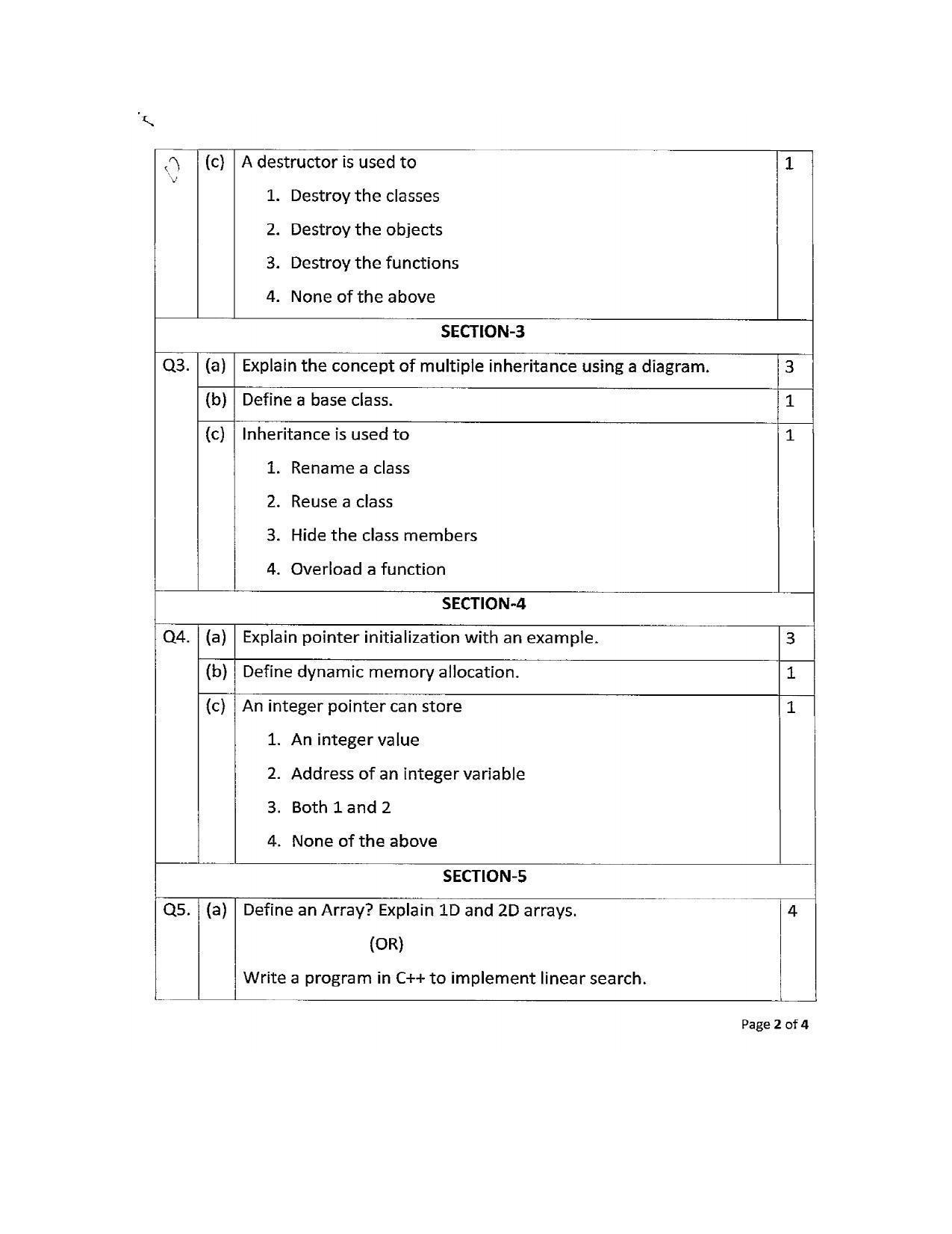 JKBOSE Class 12 Computer Science Model Question Paper 2023 - Page 2