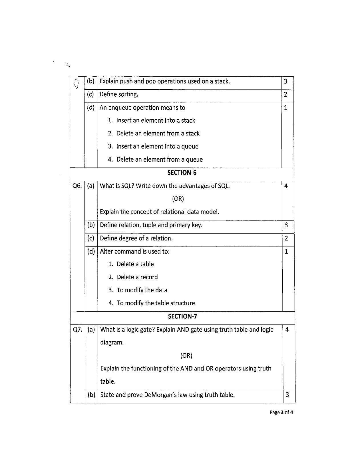 JKBOSE Class 12 Computer Science Model Question Paper 2023 - Page 3
