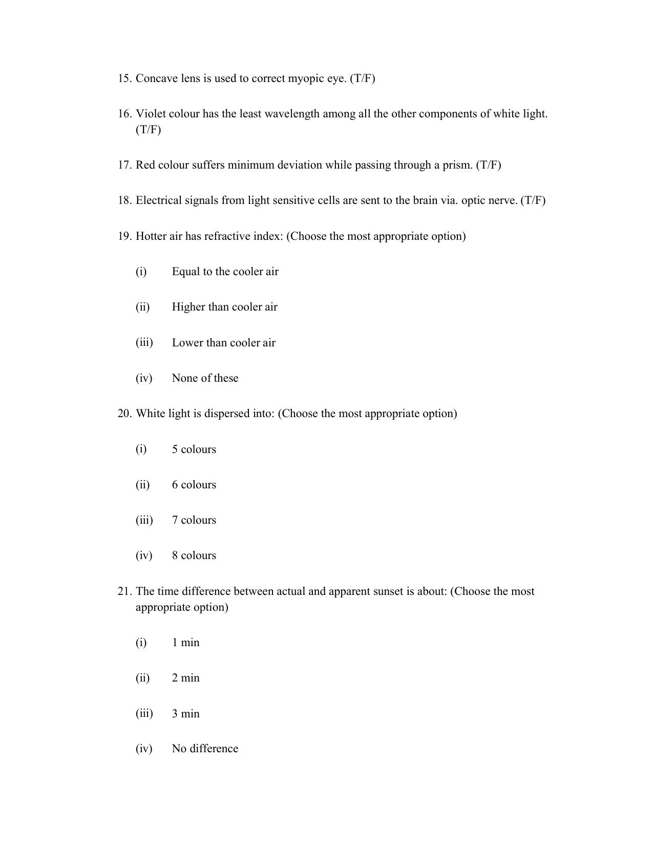 JKBOSE Class 10 Human Eye Question Bank - Page 2