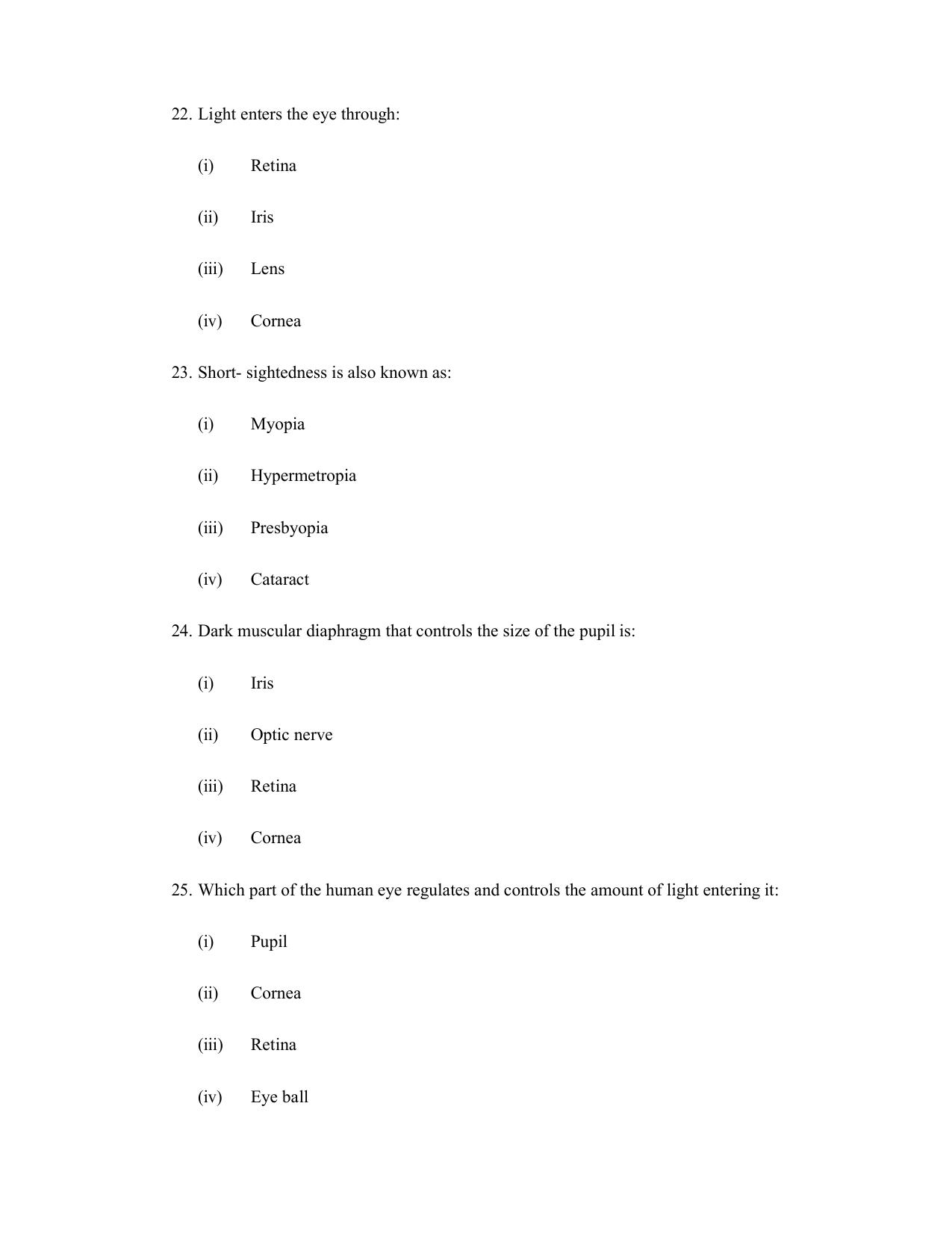 JKBOSE Class 10 Human Eye Question Bank - Page 3