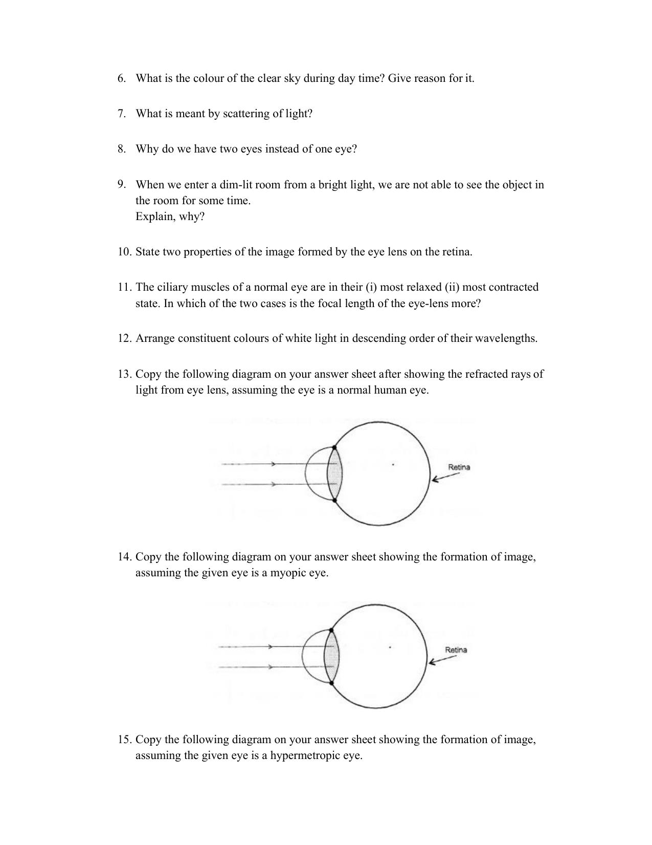 JKBOSE Class 10 Human Eye Question Bank - Page 5