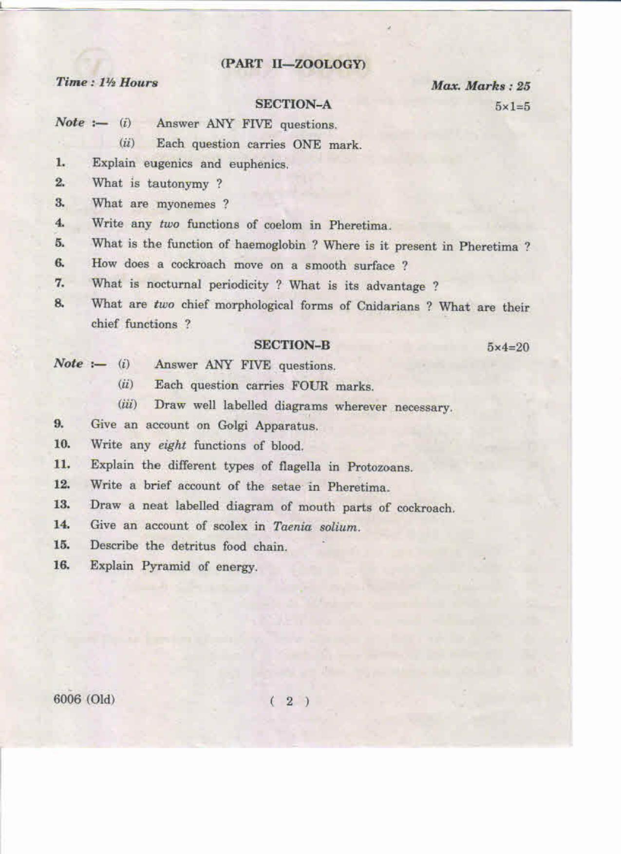 AP Inter 1st Year Biological Sciences (Botany & Zoology)-I (Old) May-2019-Vocational Question Paper - Page 2