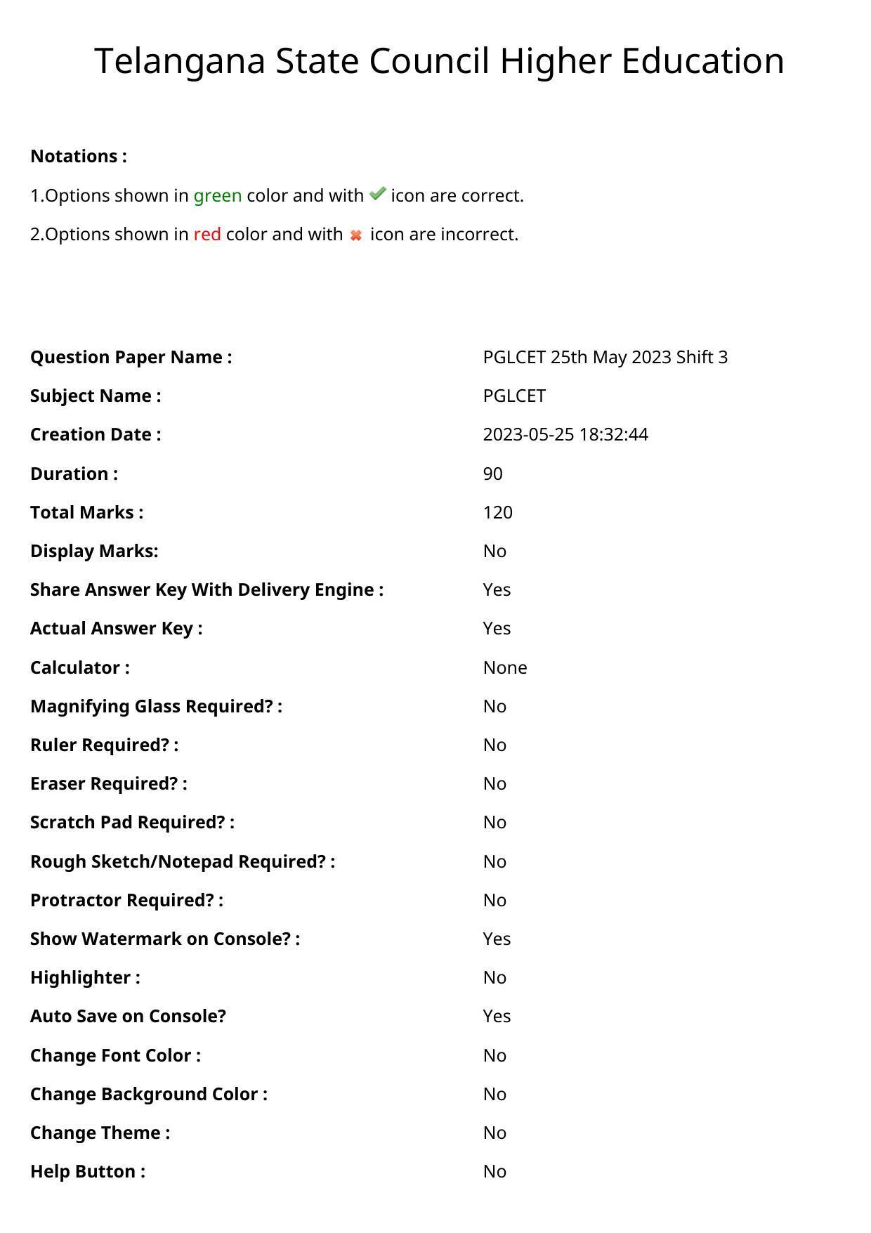 TS PGLCET 2023 LL.M Question Paper - Page 1