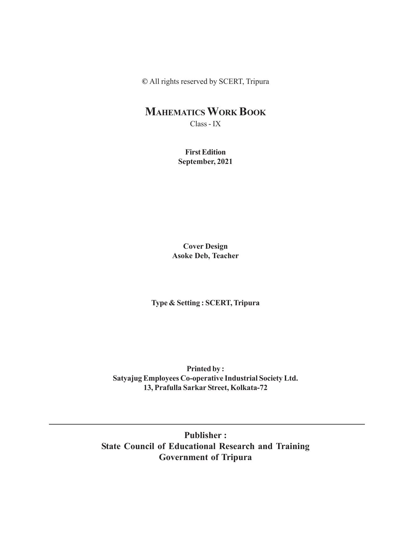Tripura Board Class 9 Math English Version Workbooks - Page 2
