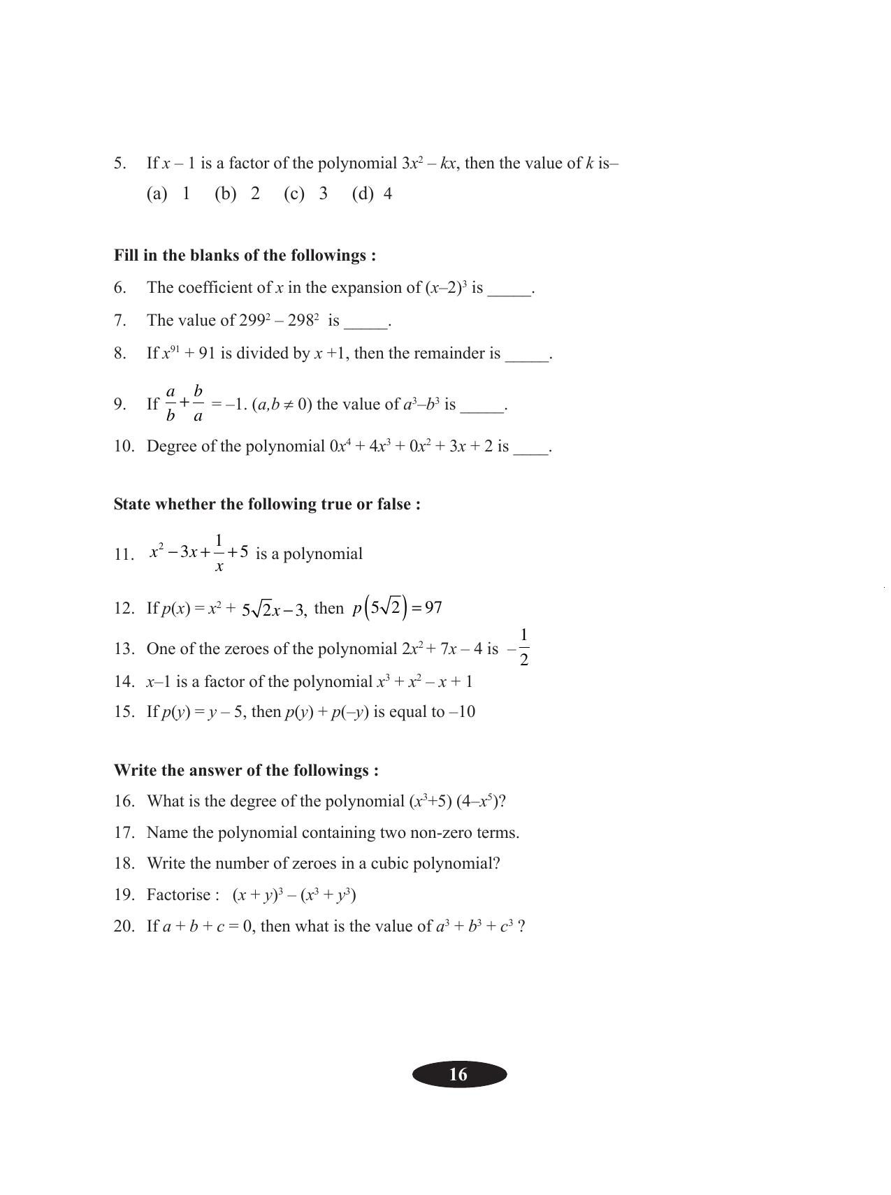 Tripura Board Class 9 Math English Version Workbooks - Page 20