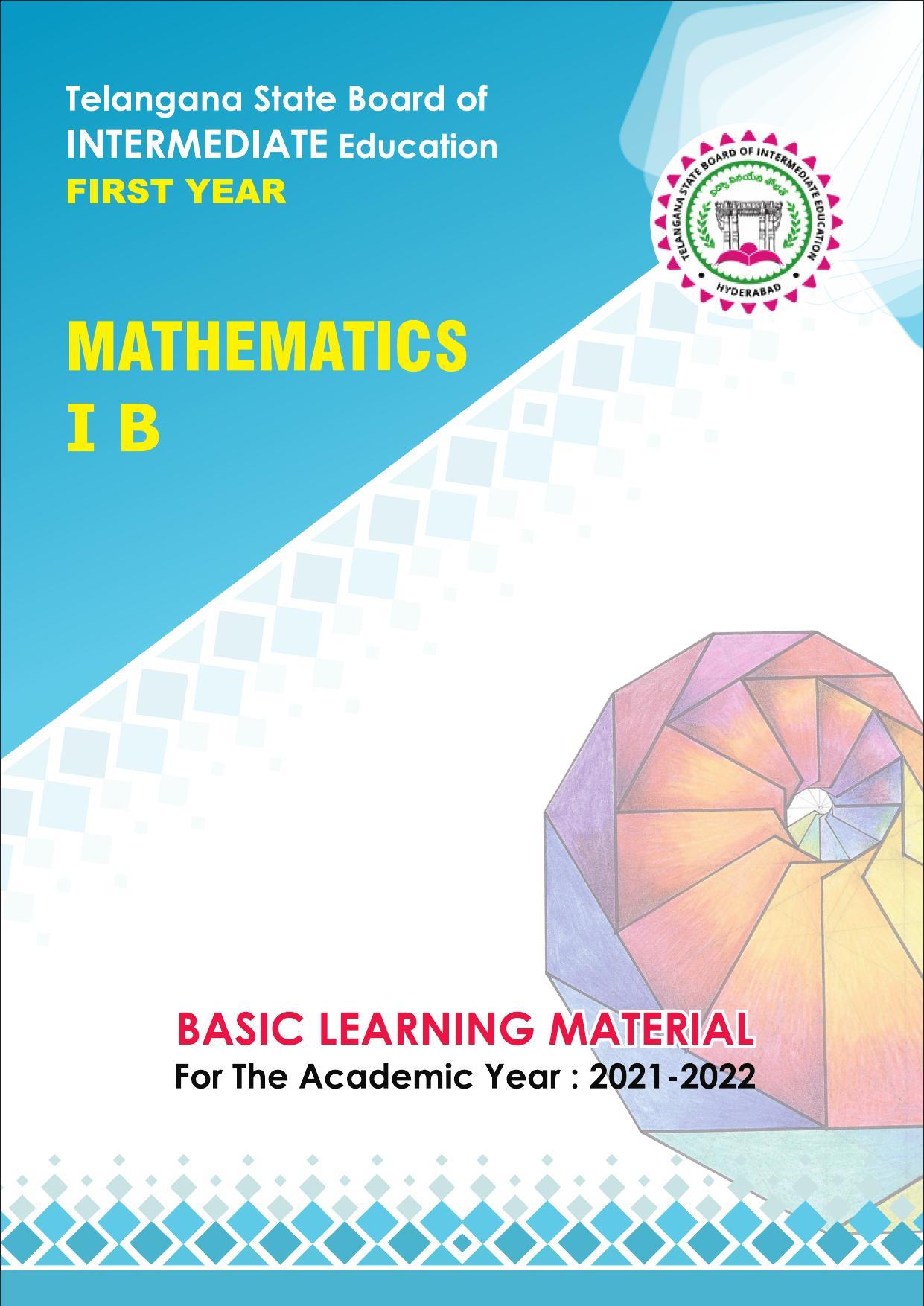 TS SCERT Inter 2nd Year Maths IB EM Path 1 (Telugu Medium) Text Book - Page 1