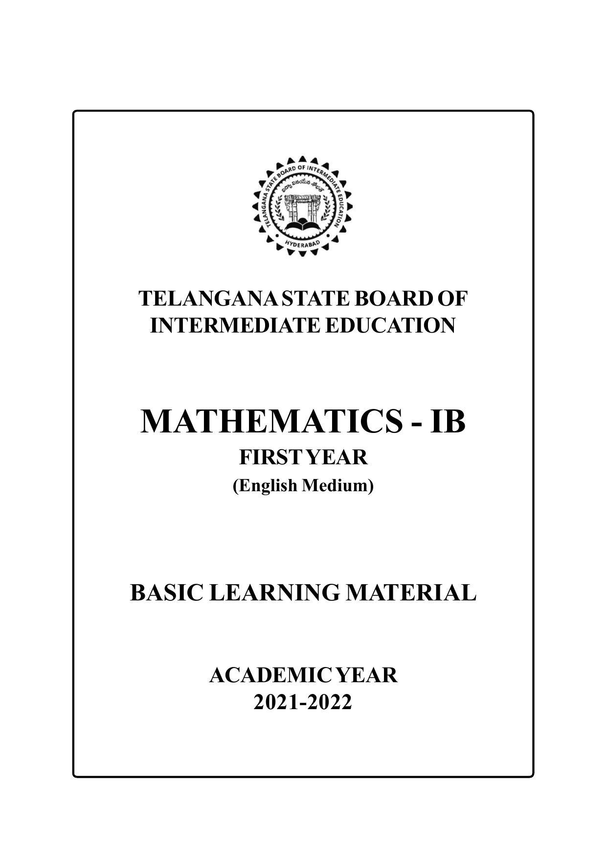 TS SCERT Inter 2nd Year Maths IB EM Path 1 (Telugu Medium) Text Book - Page 2