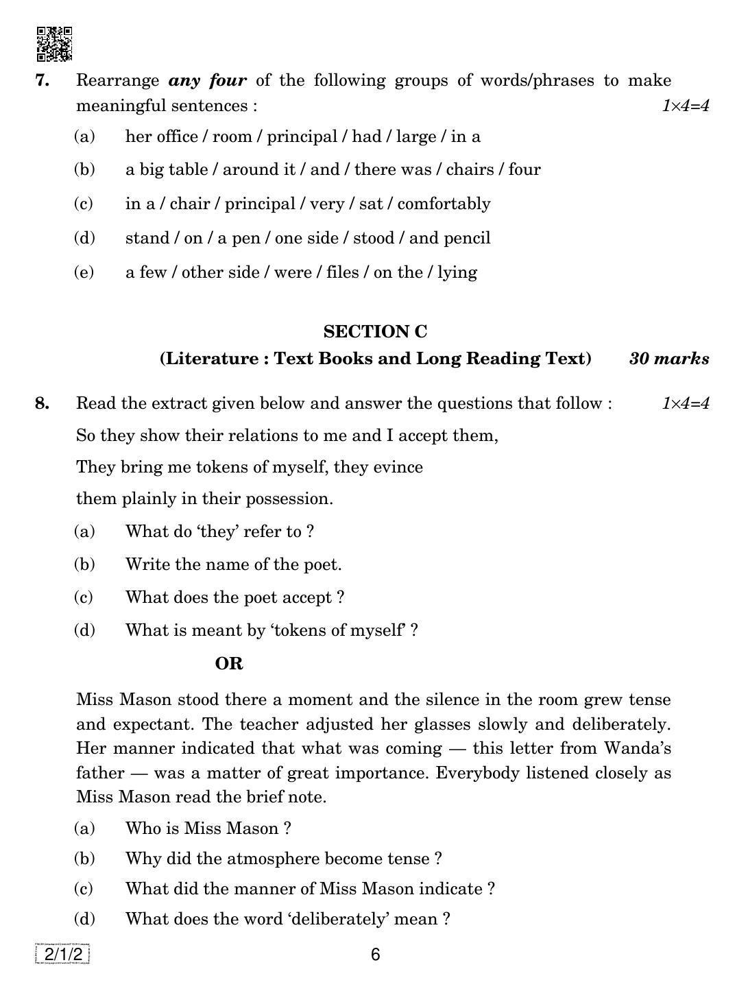 CBSE Class 10 2-1-2 ENGLISH LANG. & LIT. 2019 Compartment Question Paper - Page 6