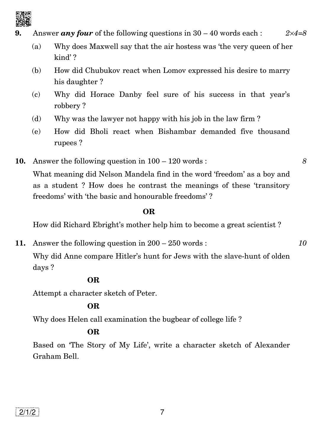 CBSE Class 10 2-1-2 ENGLISH LANG. & LIT. 2019 Compartment Question Paper - Page 7