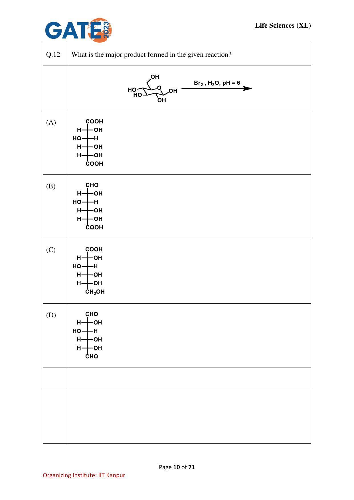 GATE 2023 Life Sciences (XL) Question Paper - Page 10