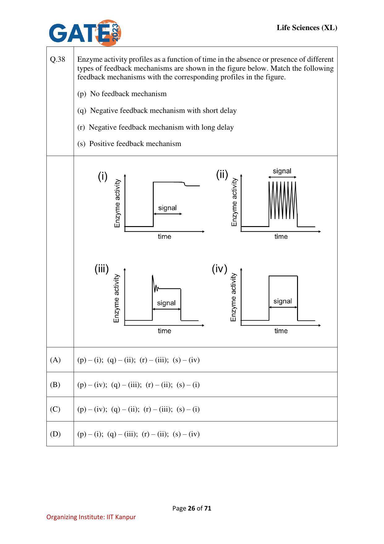 GATE 2023 Life Sciences (XL) Question Paper - Page 26