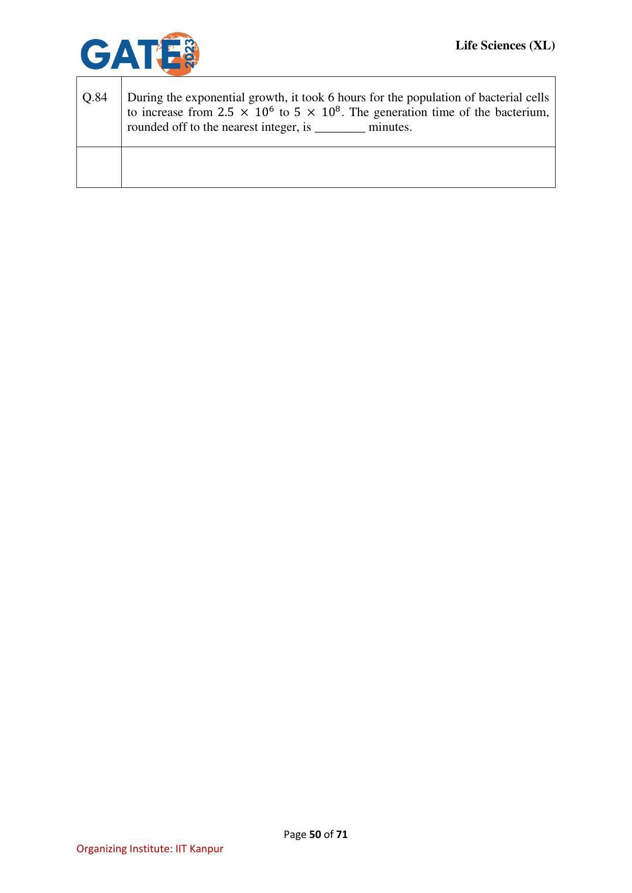 GATE 2023 Life Sciences (XL) Question Paper - Page 50