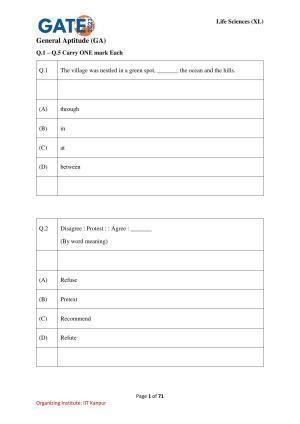 GATE 2023 Life Sciences (XL) Question Paper