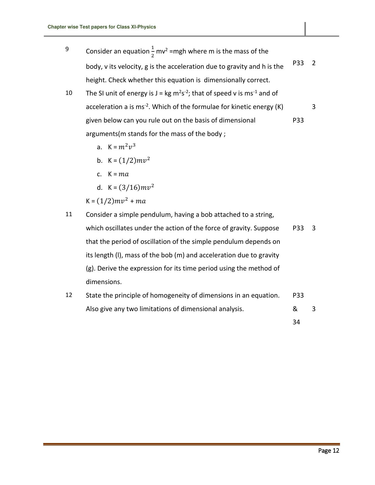 CBSE Worksheets for Class 11 Physics Units and Measurement Assignment 3 - Page 2