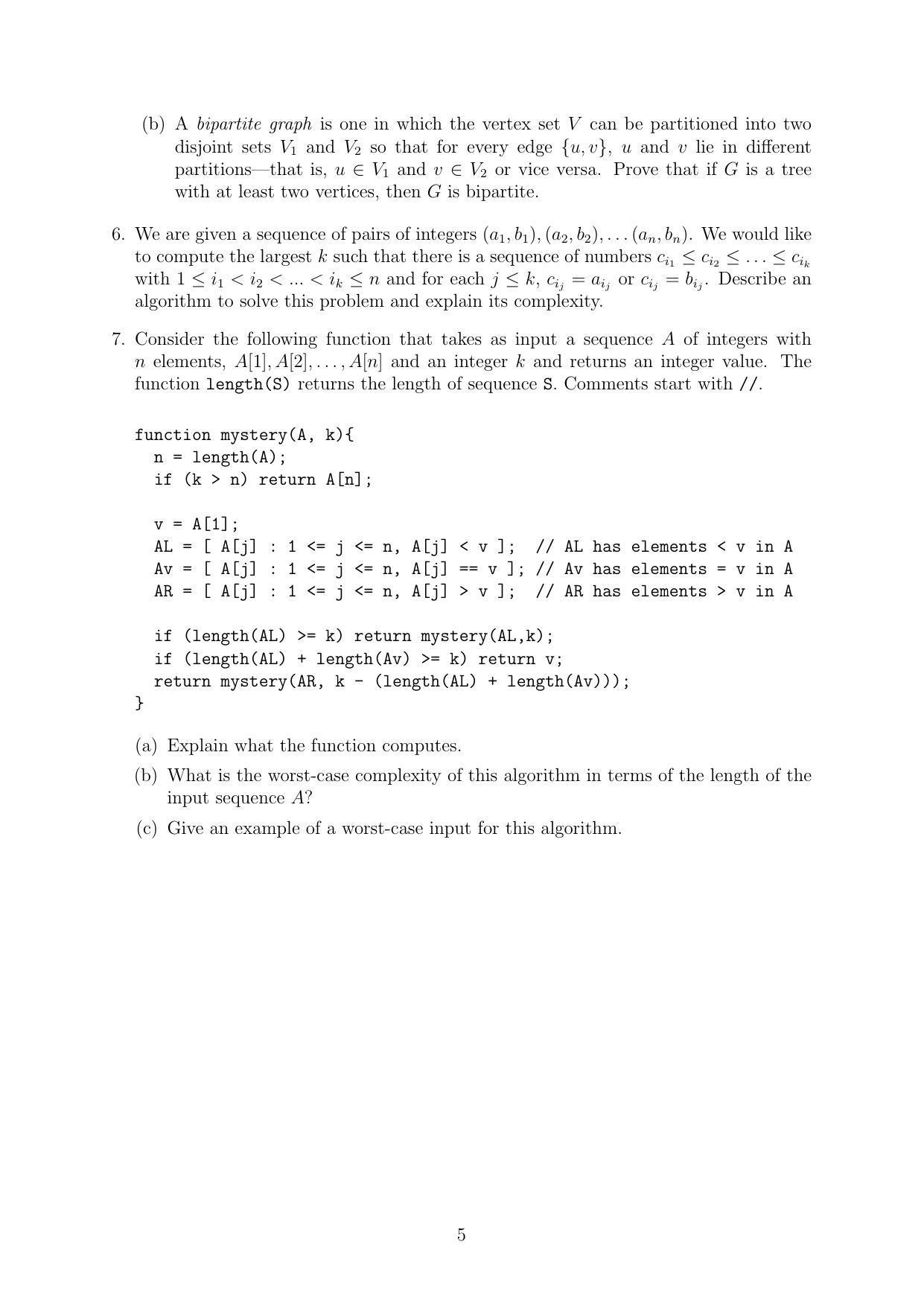 CMI Entrance Exam 2017 Question Paper MSc/PhD Computer Science - Page 7
