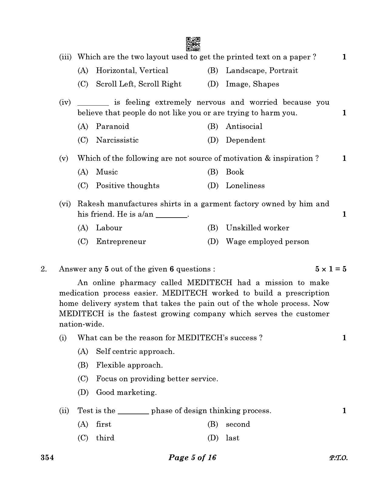 CBSE Class 12 354 Design 2023 Question Paper - Page 5