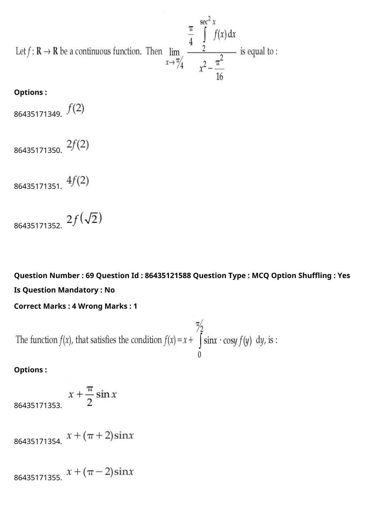 JEE Mains 2021: B Arch & B Planning English (Shift 2) 01-09-2021 Question Paper - Page 47