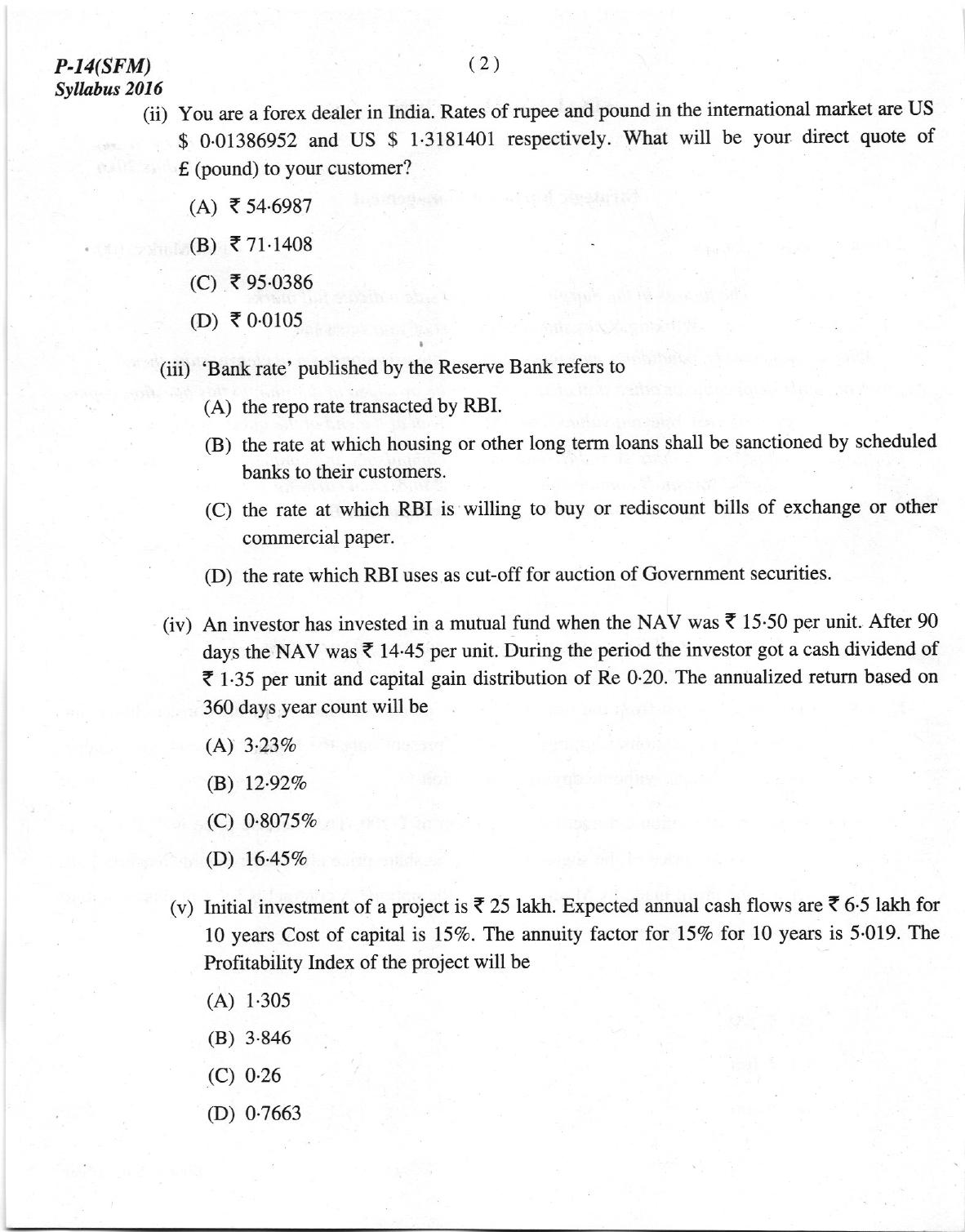 ICMAI Dec 2018 Strategic Financial Management Question Paper (Final) - Page 2