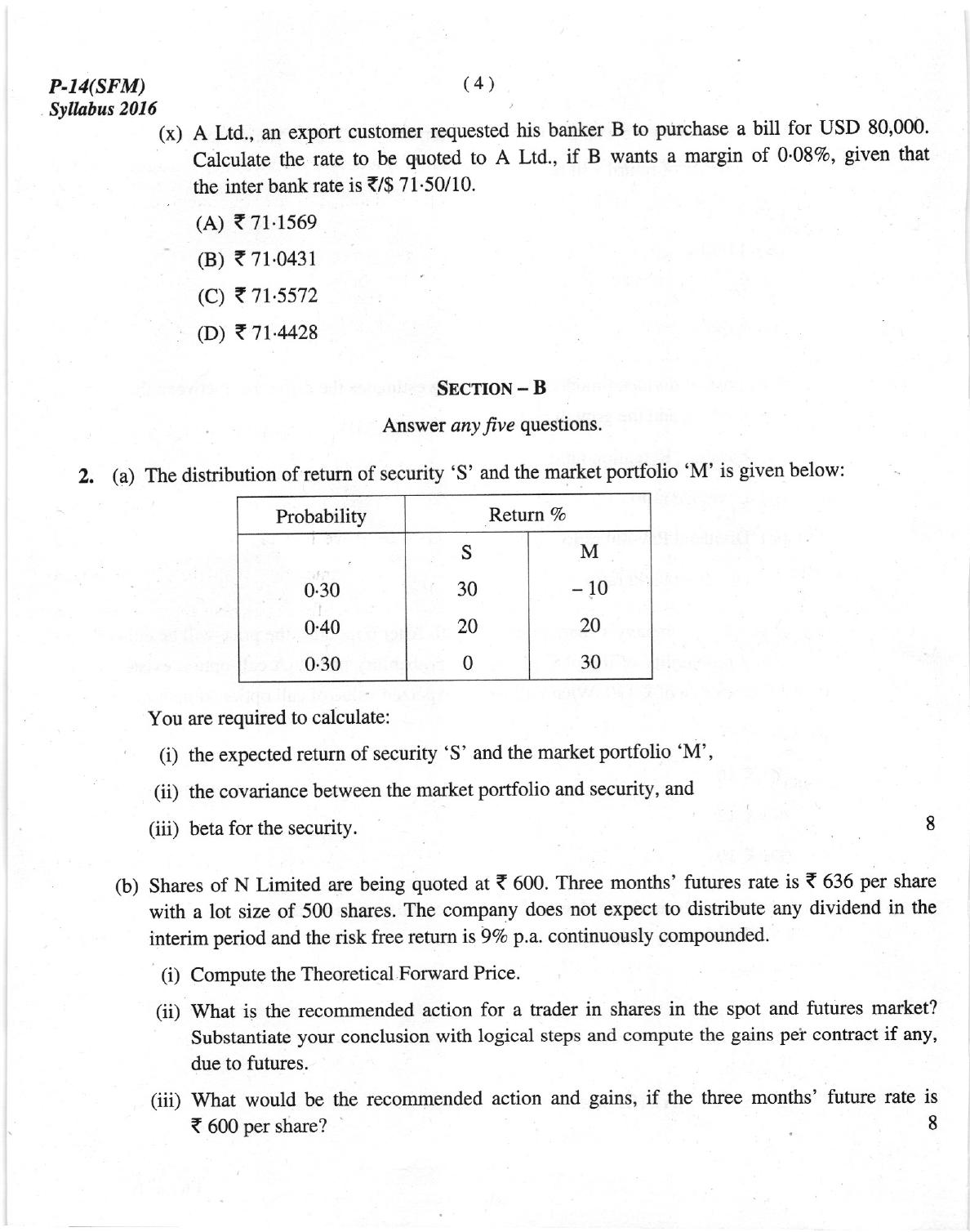ICMAI Dec 2018 Strategic Financial Management Question Paper (Final) - Page 4