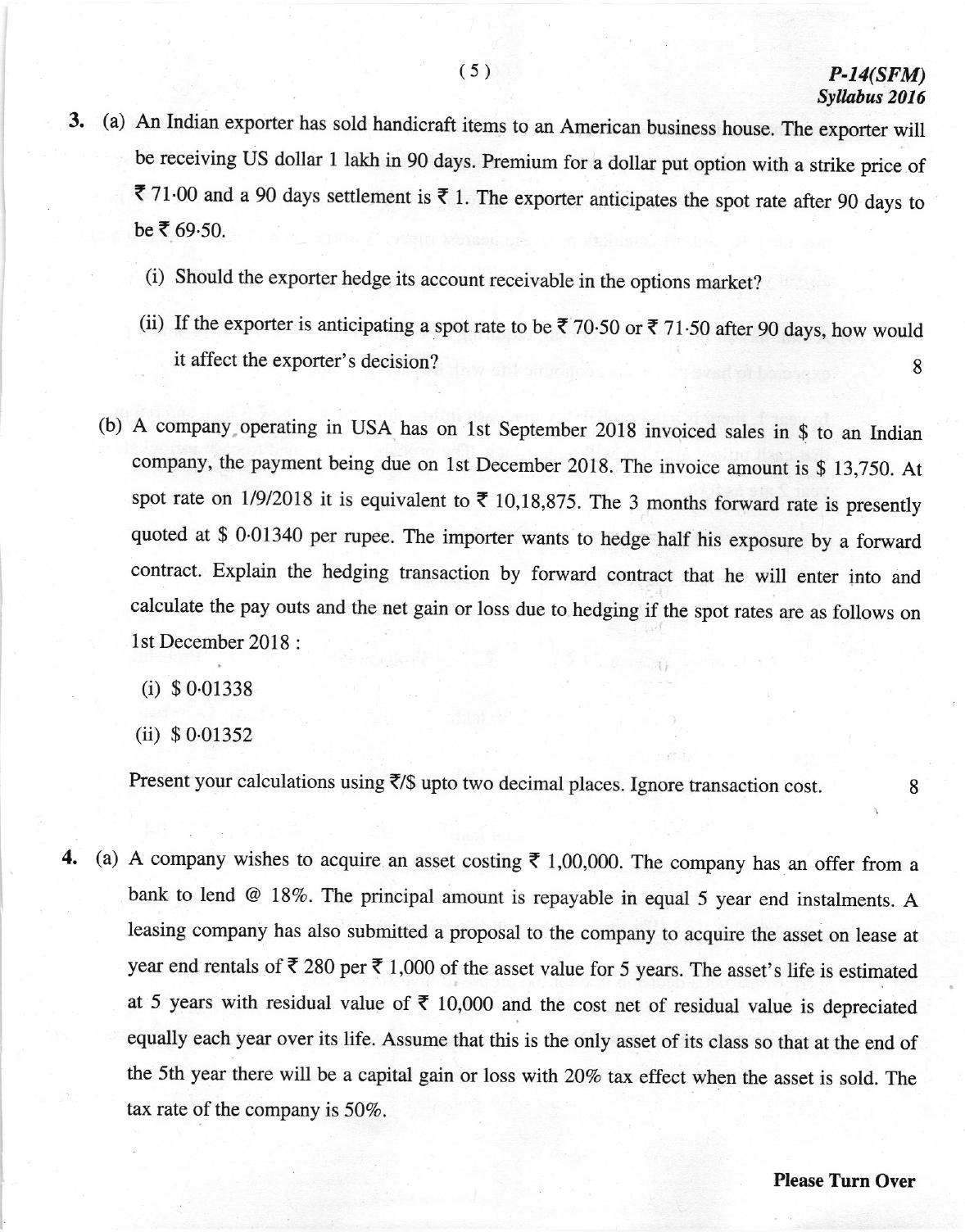ICMAI Dec 2018 Strategic Financial Management Question Paper (Final) - Page 5
