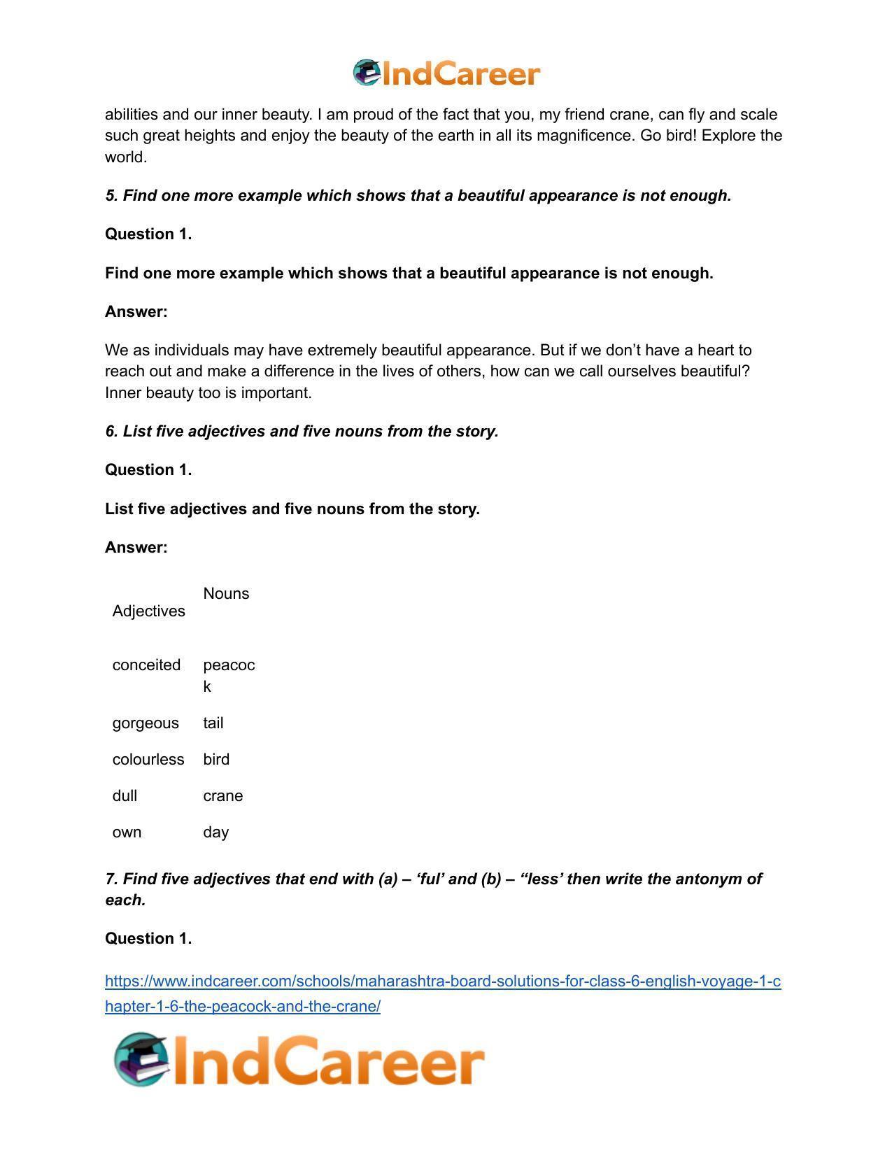 Maharashtra Board Solutions for Class 6- English (Voyage 1): Chapter 1.6- The Peacock and the Crane - Page 4
