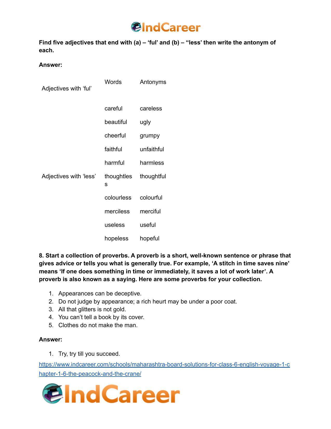 Maharashtra Board Solutions for Class 6- English (Voyage 1): Chapter 1.6- The Peacock and the Crane - Page 5