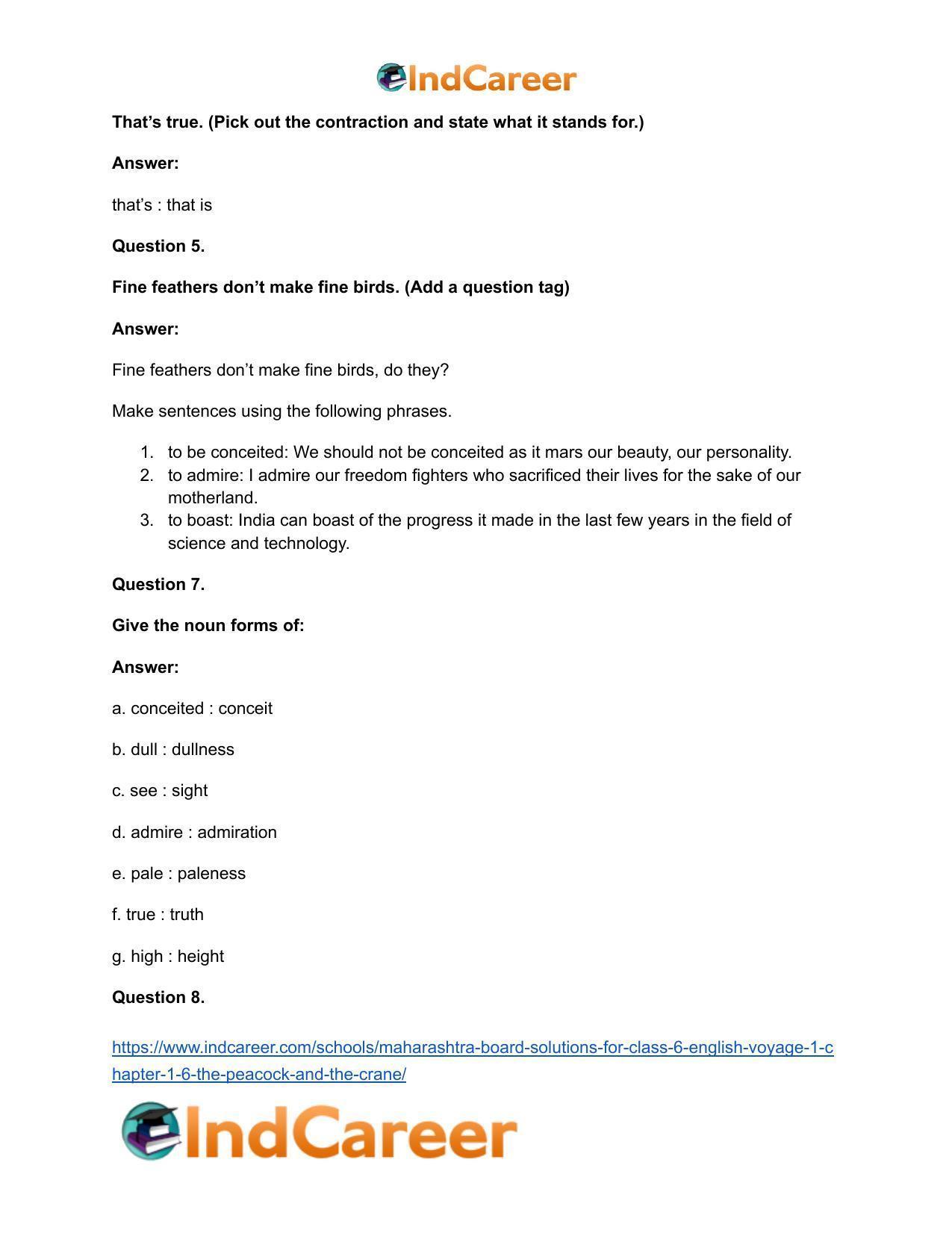 Maharashtra Board Solutions for Class 6- English (Voyage 1): Chapter 1.6- The Peacock and the Crane - Page 10