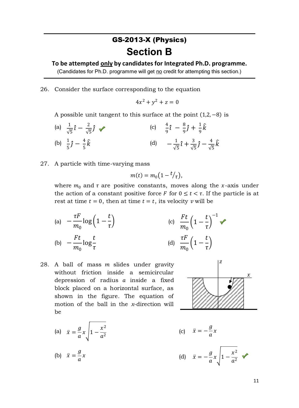 TIFR GS 2013 Physics X Question Paper - Page 12