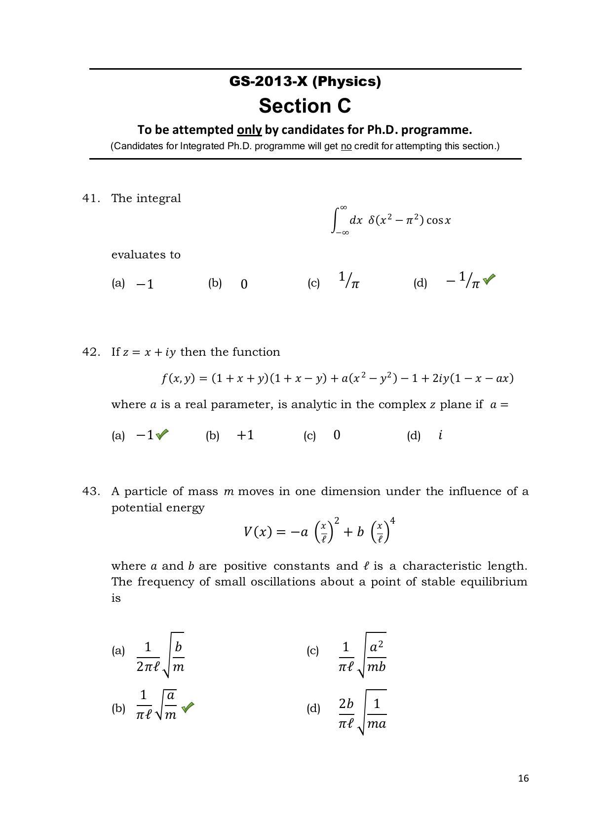 TIFR GS 2013 Physics X Question Paper - Page 17