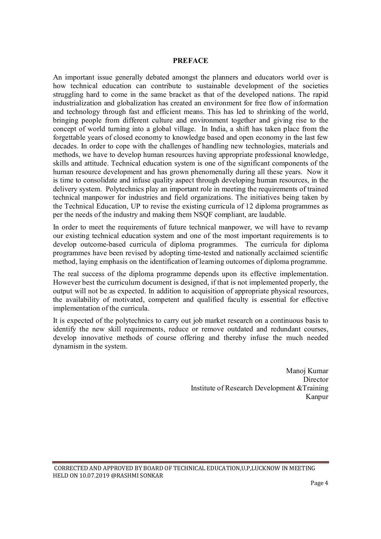 EFFECTIVE FROM JULY 2019-20 - SIX SEMESTER DIPLOMA COURSE IN ELECTRONICS ENGINEERING (ADVANCE MICROPROCESSOR INTERFACE) - Page 4
