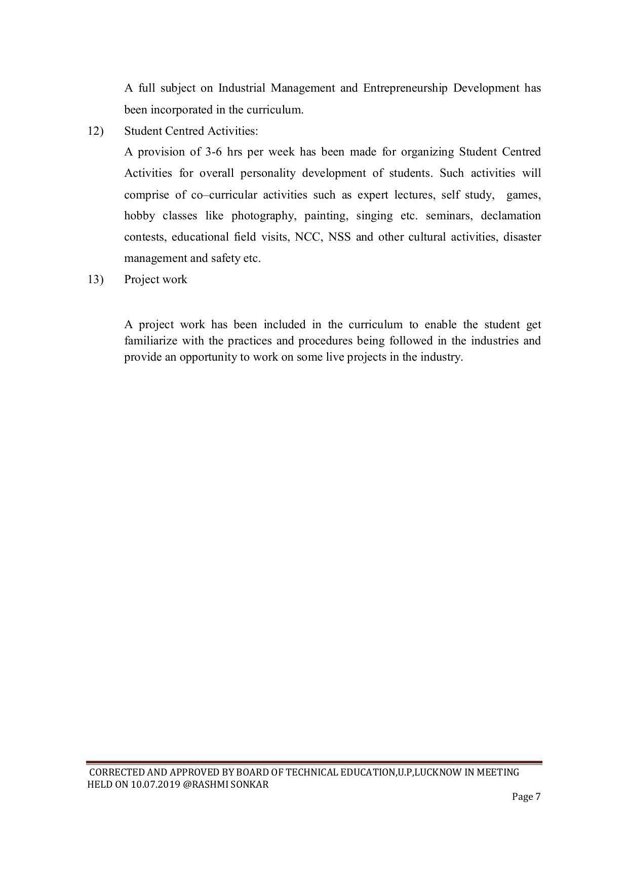 EFFECTIVE FROM JULY 2019-20 - SIX SEMESTER DIPLOMA COURSE IN ELECTRONICS ENGINEERING (ADVANCE MICROPROCESSOR INTERFACE) - Page 7