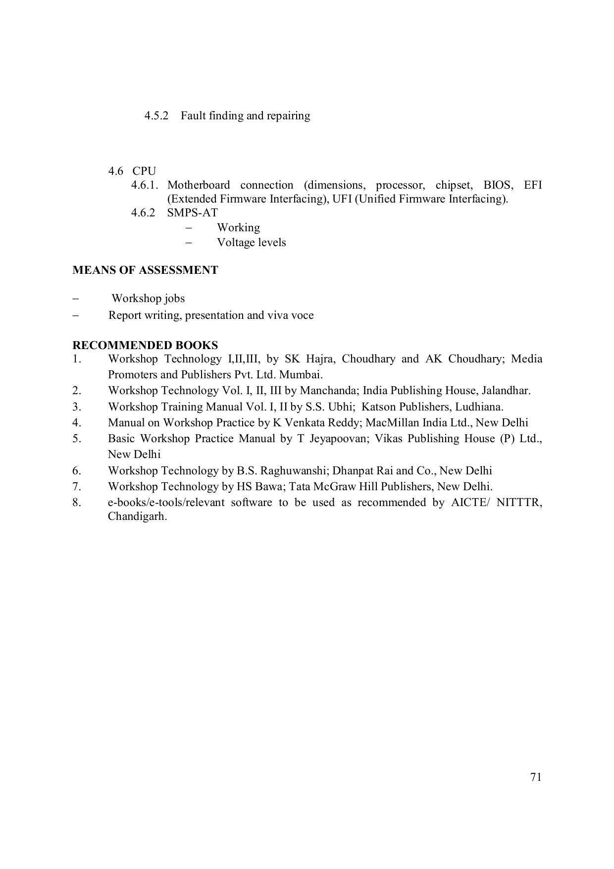 EFFECTIVE FROM JULY 2019-20 - SIX SEMESTER DIPLOMA COURSE IN ELECTRONICS ENGINEERING (ADVANCE MICROPROCESSOR INTERFACE) - Page 76
