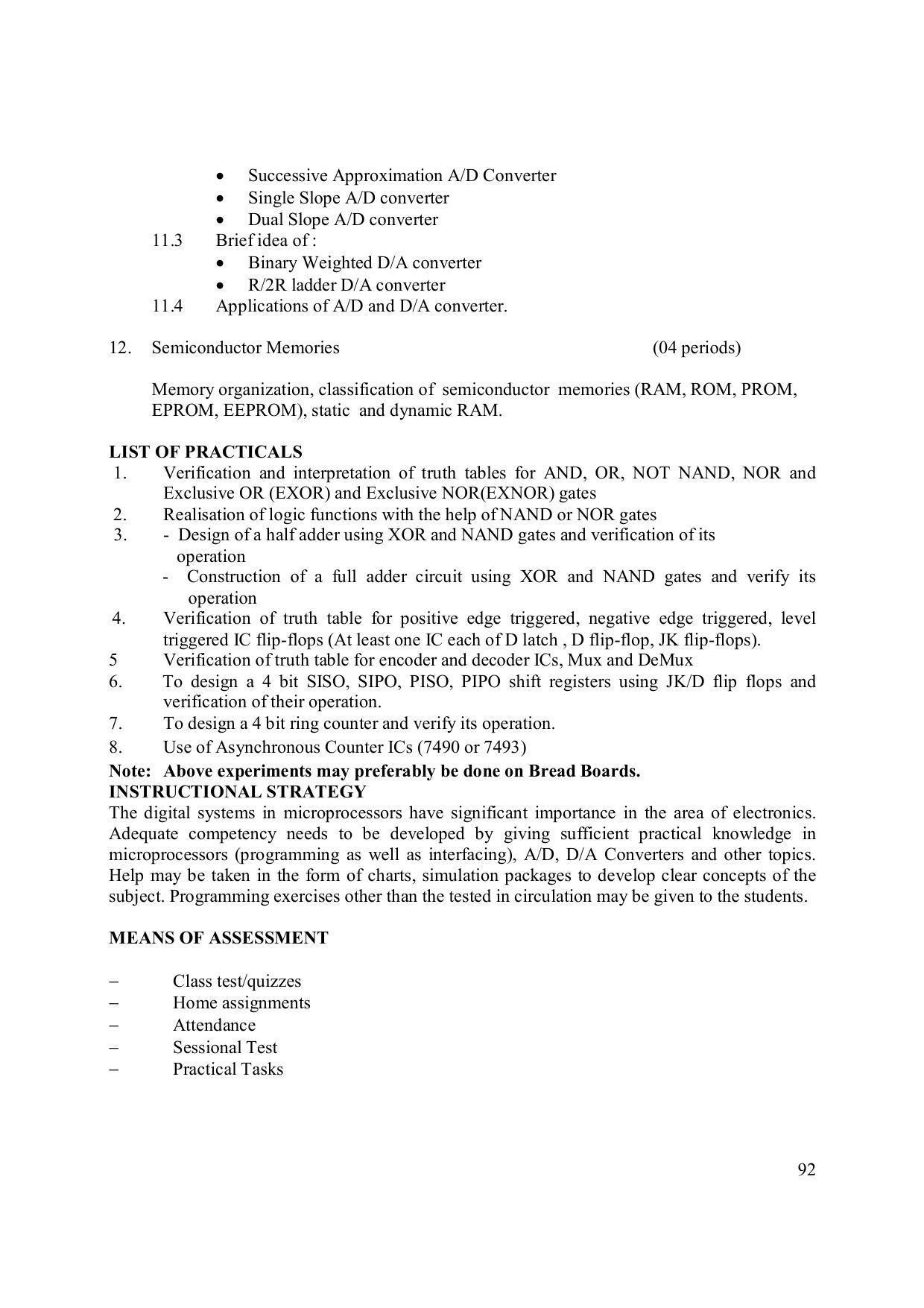 EFFECTIVE FROM JULY 2019-20 - SIX SEMESTER DIPLOMA COURSE IN ELECTRONICS ENGINEERING (ADVANCE MICROPROCESSOR INTERFACE) - Page 97